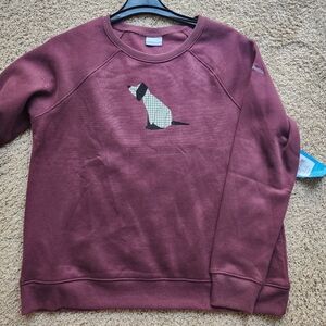 New Nwt Women Columbia Crew Sweatshirt L Dog